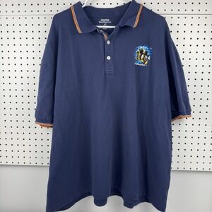 Vtg 2010 Walt‎ Disney World Mickey Polo Shirt XXXL Navy Orange Trim Disney Parks